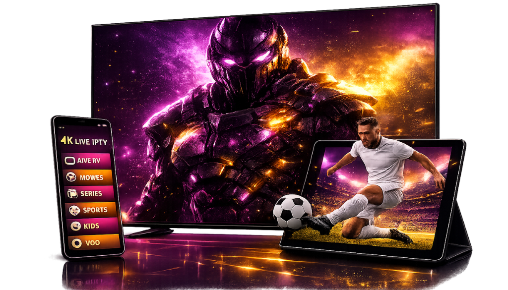 Sonix IPTV premium streaming on Smart TV, smartphone and tablet with live sports, movies, series and 4K entertainment.